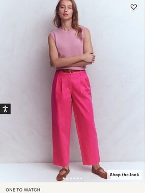 NWOT Boden Hot Pink Wide-Leg Pleated Trousers